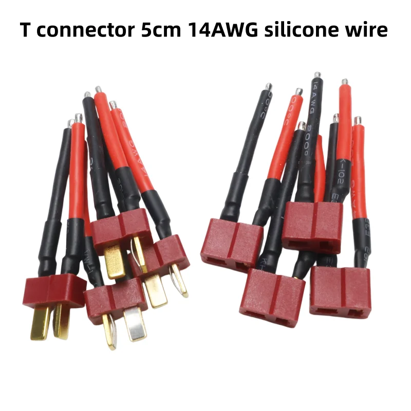 

4 пары T-образных разъемов (штекер/гнездо) с одинарным концом, кабель 5 см, 14AWG, силиконовый провод для радиоуправляемых дронов, автомобилей, лодок, LiPo аккумуляторов, ESC