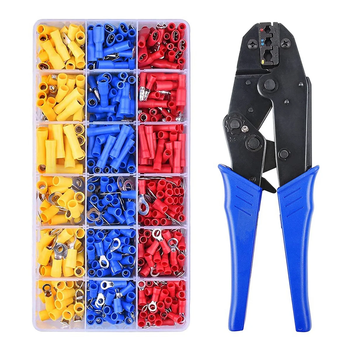 -30J Multifunctional Ratchet Wire Pressing Pliers with 700 Pieces of Terminal Cold Pressing Pliers Set