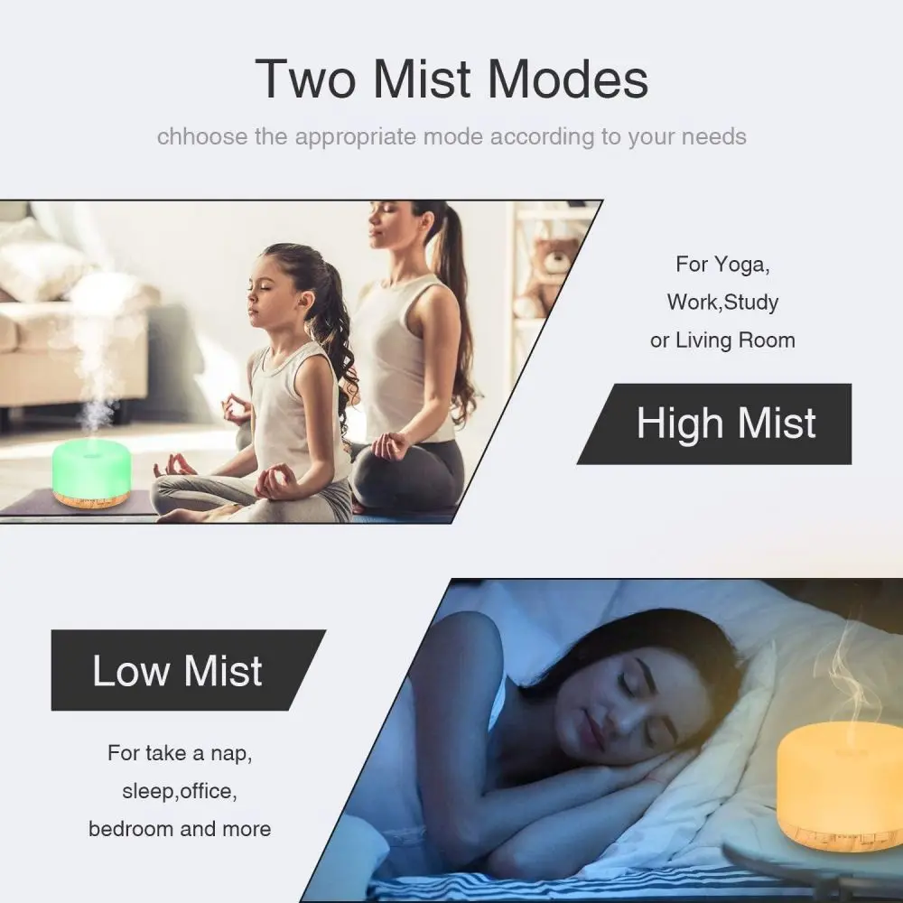 500Ml Scent Diffuser Ultrasonic Air Humidifier Atomization Essential Oil Diffuser Quiet Operation For Living Room And Office