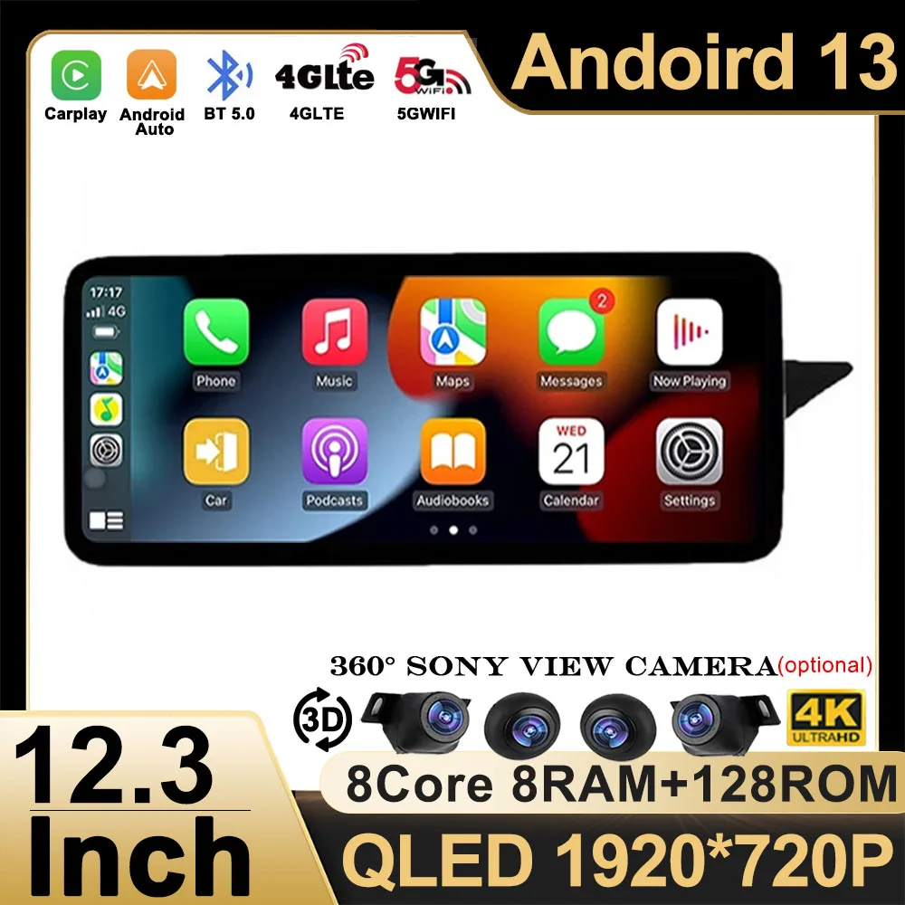 12.3 Inch RHD Android 13 For Mercedes Benz E Class W212 2009 - 2017 Car Raido GPS Navigation Multimedia Player Stereo Video WIFI