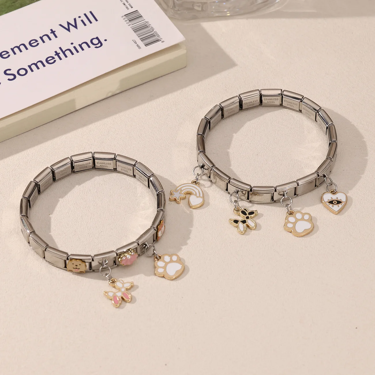 

Cat Dog Paw Pendants Cute Pet Element 9mm Italian Module Stainless Steel Bracelets for Woman Men Gift DIY Hand Jewelry Gift