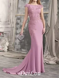 Beautiful Back Sexy Engagement Formal Evening Dress Boat Neck Sleeveless Court Train Lace with Appliques