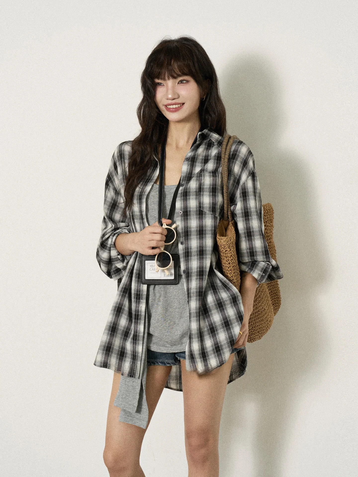 

Flower7 Vintage Thin Loose Casual Long Sve Plaid irt Women Summer Anti UV Cotton Original Design Button up Regular Length