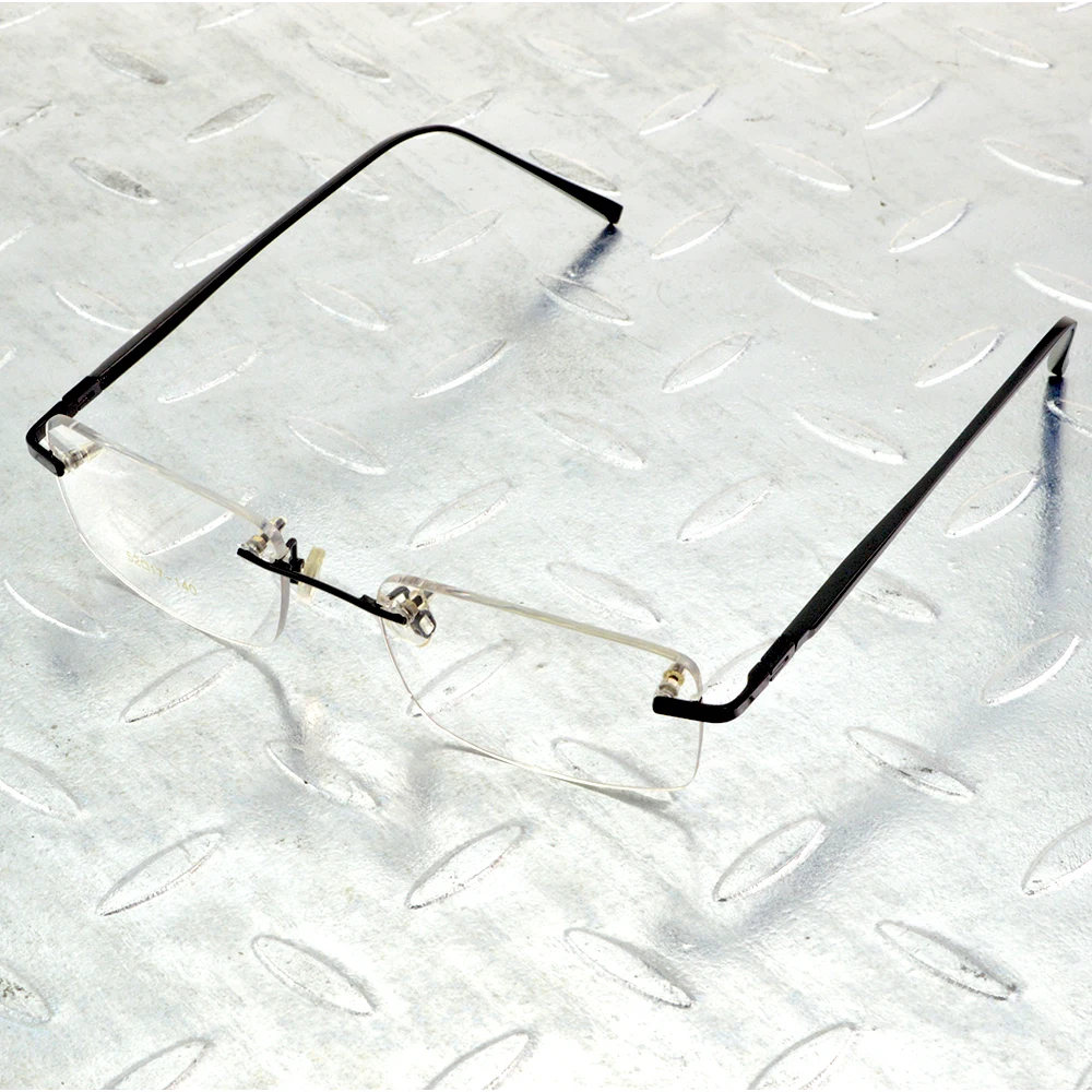 

Rectangle Rimless Titanium Alloy Light Weight Spring Hinge Optical Glasses Frame Eyeglasses Eyeframe Eyewear