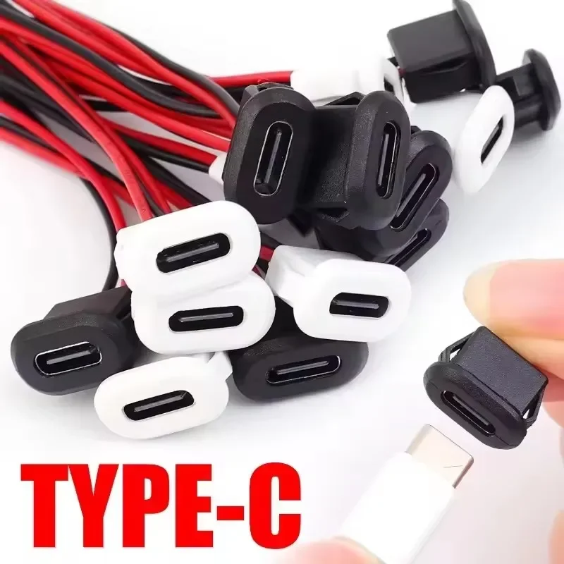 1-10pcs USB Type C 2pin Connector Jack Female Type-C With card buckle 3A Fast Charging Jack Port USB-C Charger Plug Socket