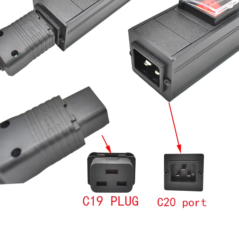 PDU Power Strip Distribution Unit Cabinet C20 port EXTENDER 1-11Way  German Italy Socket  Aluminum alloy shell