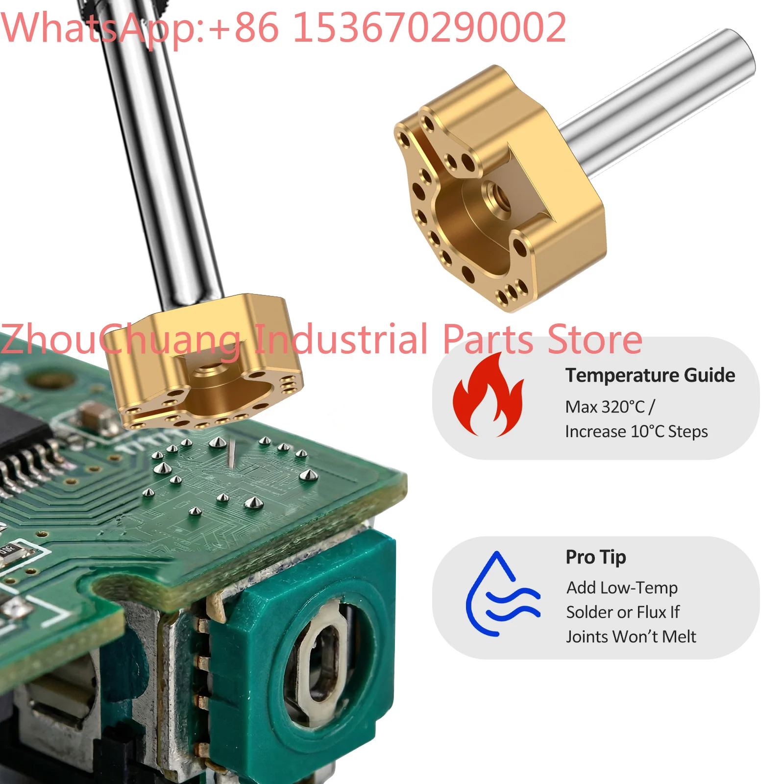 Joystick Soldering Iron Tip with Adapter Multi-Hole Chrome-Plated Copper Tip, Excellent Heat Conduction, Precise Alignment