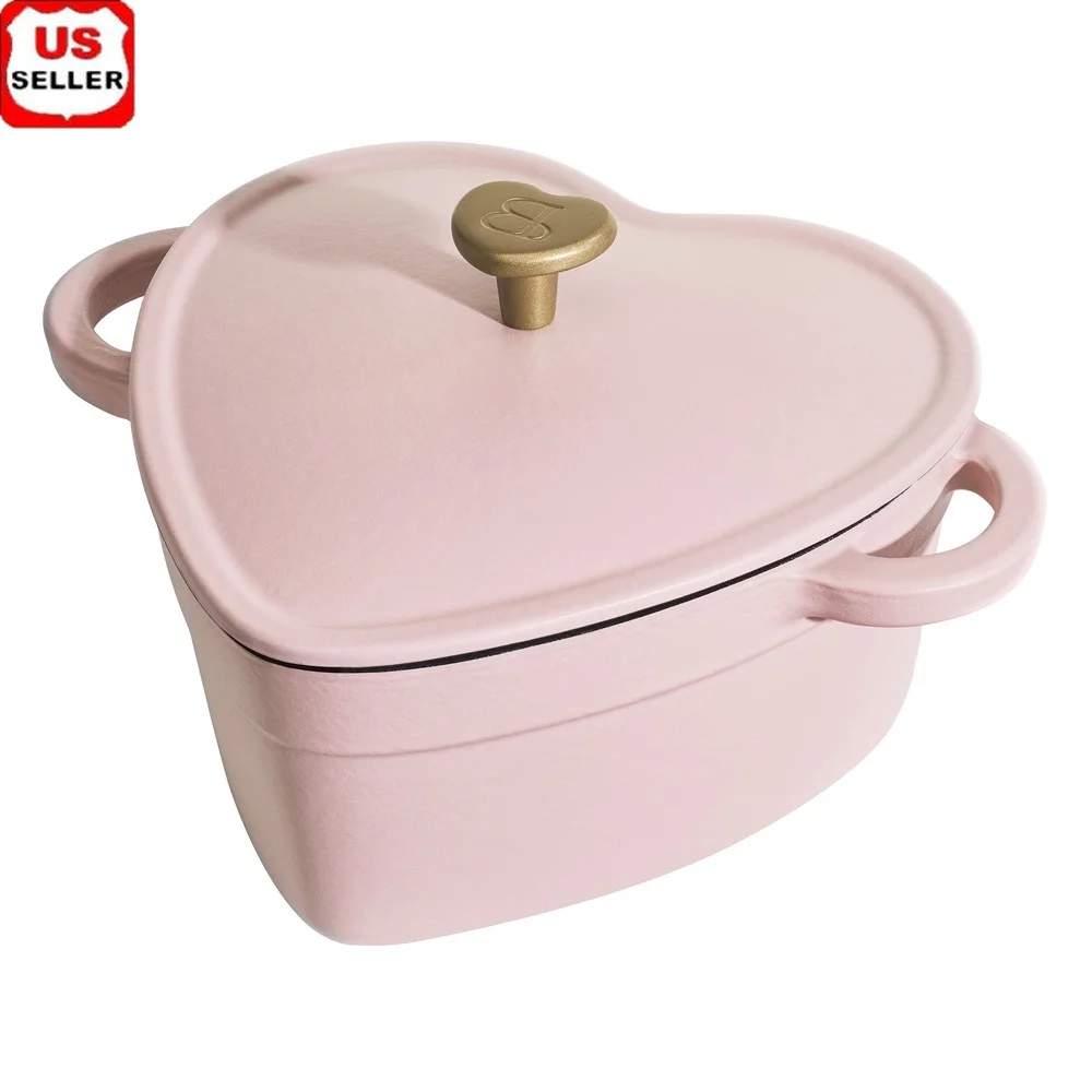 

Heart Shaped 2QT Cast Iron Dutch Oven Limited Edition Durable Nonstick Enamel Oven Safe Ideal Special Occasions