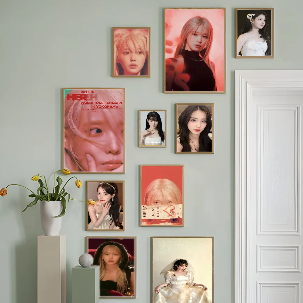 Korean Singer L-Lee J-Ji E-Eun I-IU Classic Vintage Posters Decoracion Painting Wall Art White Kraft Paper Kawaii Room Decor