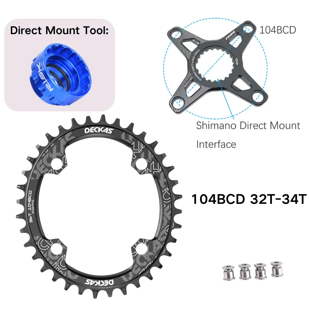 Deckas 104 BCD Round Chainring forSHIMANO Direct Mount Spider Adapter 12 Speed 32T-38T Mountain Bicycle Chainwheel Tooth Plate