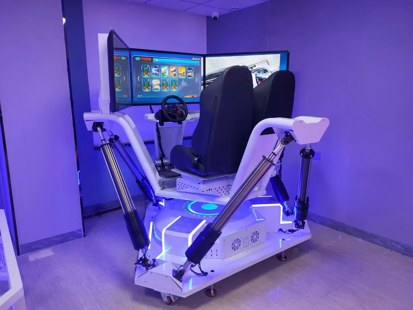 New Model 6DOF 3 Screen Racing Indoor Car Driving Simulator Speed VR Racing for Arcade Game Center Aluminum Metal Material