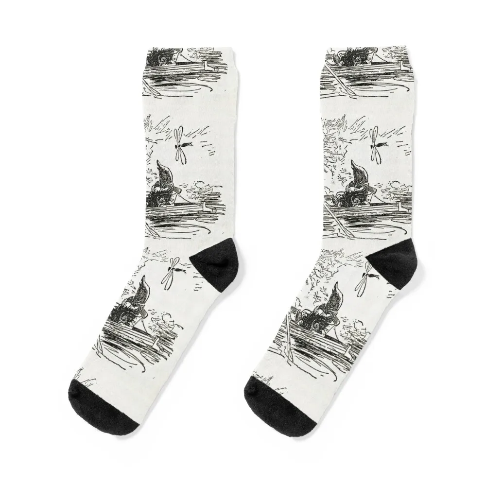

Ratty and Mole boating Wind in the Willows illustration - Arthur Rackham Socks gift floral football Socks For Girls Men's
