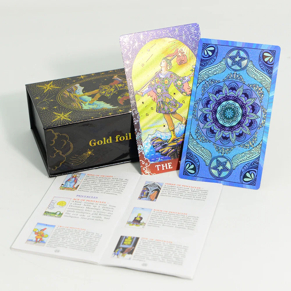 78PCs Classic Blue Wait Tarot Cards with Guide Book Waterproof Fortune Telling Game Tarot Cards Deck 12*7cm