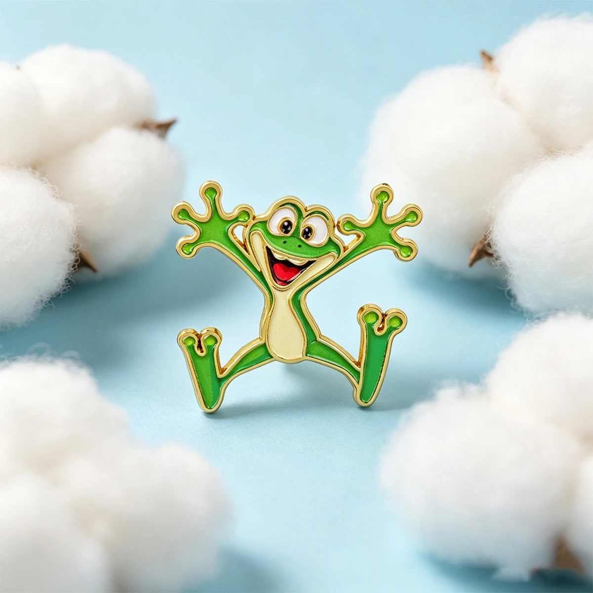 かわいい猫エナメルピンフラワーラブ引用句ブローチローディング - Flower Frog Pin のレビューと価格