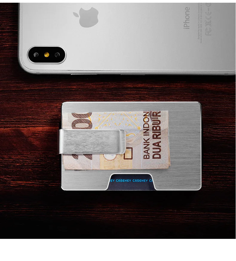 RFID-Kreditkartenetui, minimalistisch, schlank, Metall-Geldbörse, luxuriöser Geldscheinklammer aus Edelstahl, kleiner Mini-Kartenetui aus Aluminium für Herren – Detail 12
