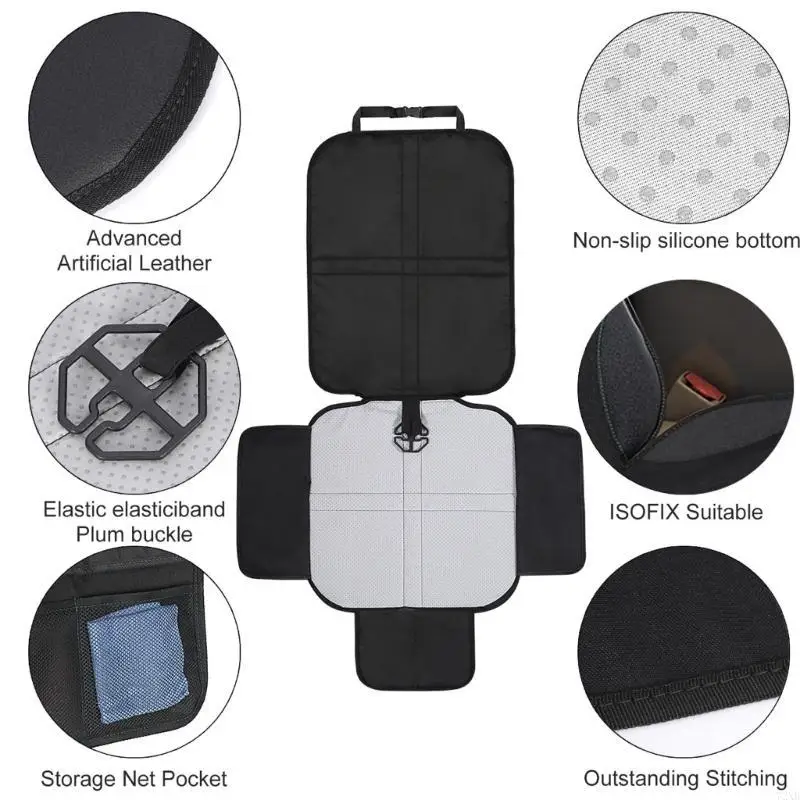 Auto-stoelbeschermer voor kinderzitje Non-slip autostoelbeschermer voor lederen stoelen met startenzakken Babystoelkussen 72xb