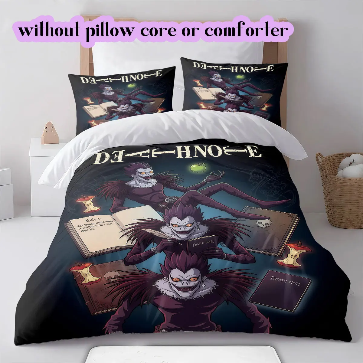 Death Note Cartoon Character Anime Duvet Cover Set 3PCS Printed Bedding Quilt Cover Pillowcases Modern Bedroom Decoration_LIAN