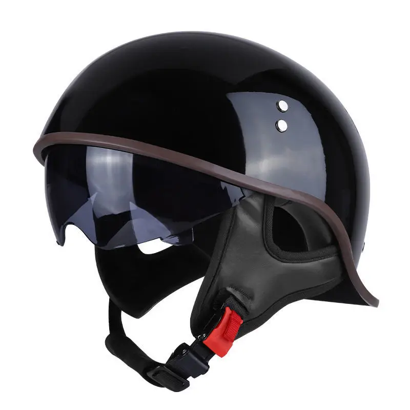 Retro Motorcycle Half Face Helmet Four Seasons for Harley Brim Helmet Half-face Motorbike Crash Motor Helmets Casco Safety Cap