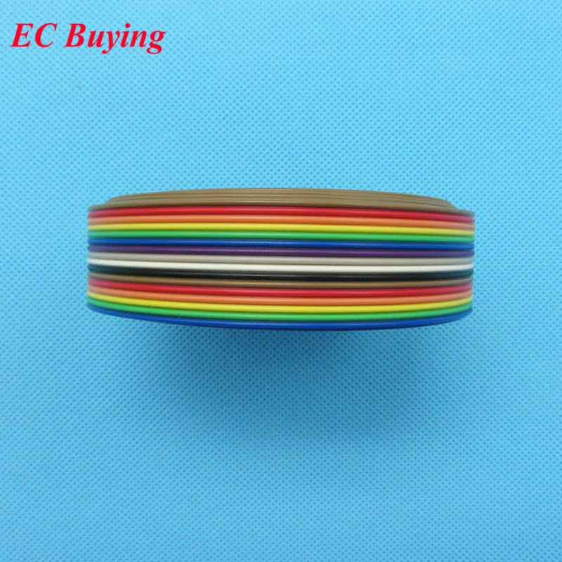 10meters/lot ribbon cable 16 WAY Flat Color Rainbow Ribbon Cable wire Rainbow Cable 16P ribbon cable 1.27MM pitch