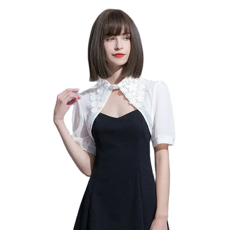 

Chiffon Black White Bridal Jacket Ladies Wedding Part Shrugs For Women Jacket Evening Formal Prom Party Dress Bolero Cover Up