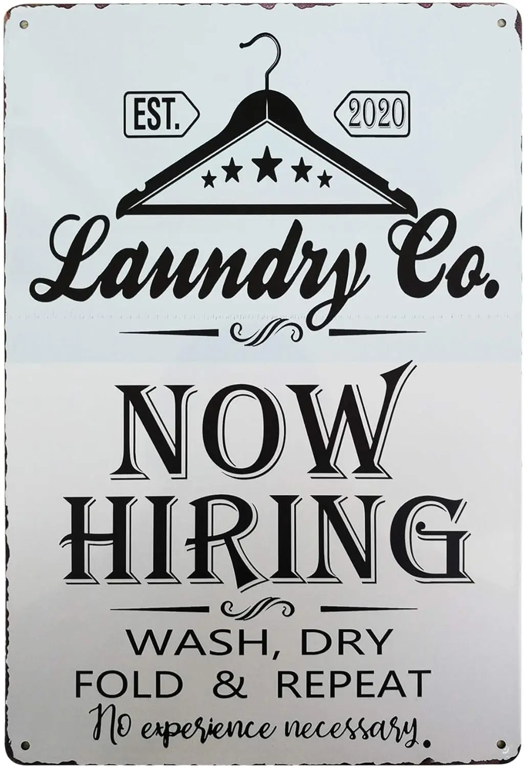 Laundry CO Now Hiring Wash Dry Repeat Vintage Metal Sign Bathroom Laundry Room Decor Washroom Signs Country Home Decor 8X12 sign