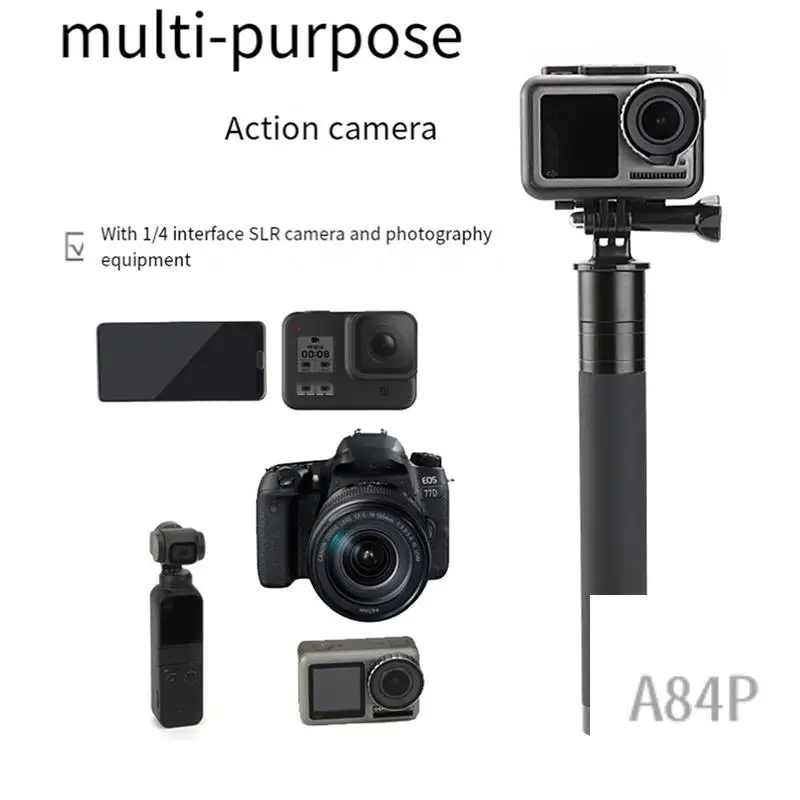 

LENVEE For DJI ACTION3/GOPRO Photography Equipment Selfie Stick Bracket Telescopic Aluminum Alloy Sports Camera Selfie Stick