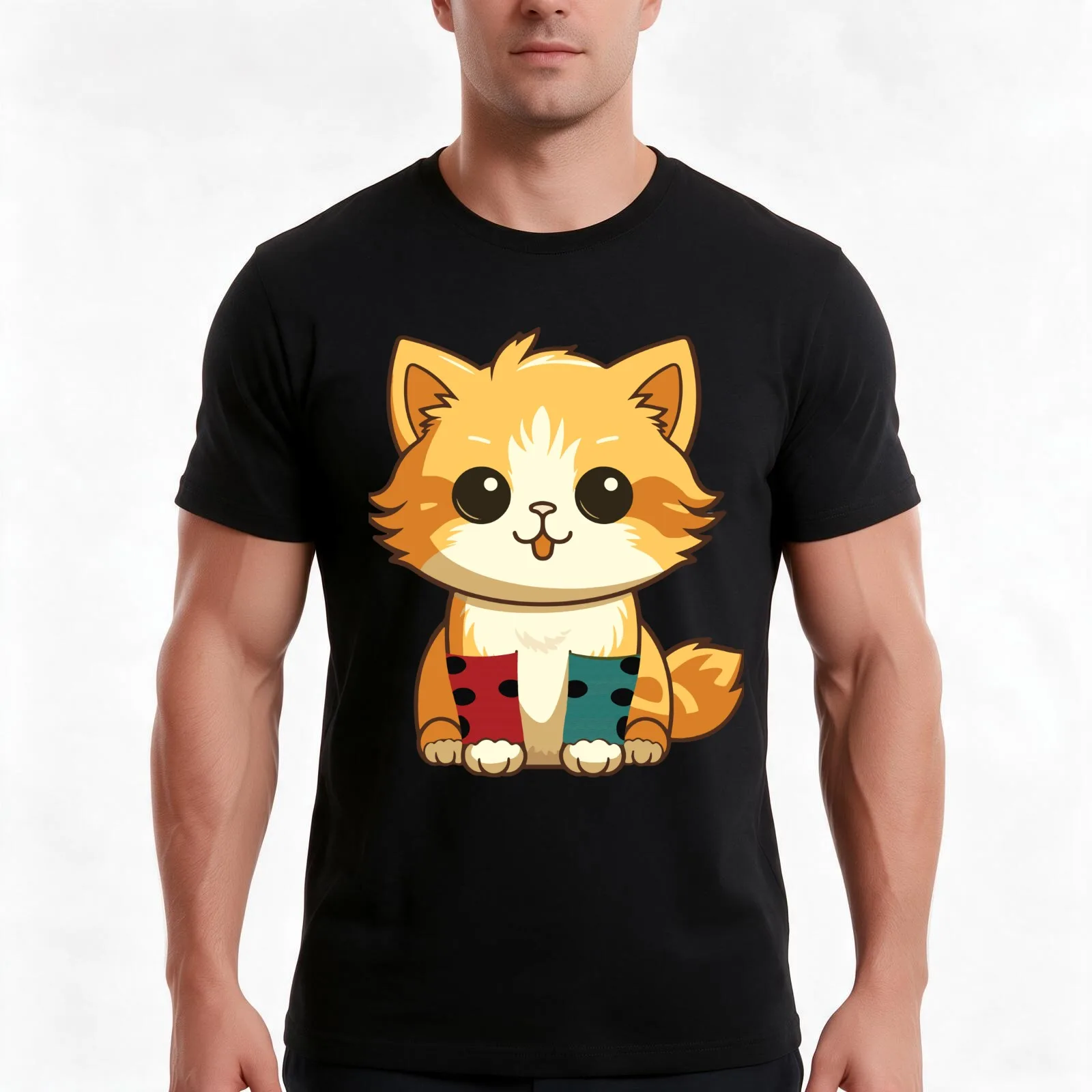 Tater Tot cat T-Shirt, Summer Casual Cotton Tee, Oversized Streetwear Tops, Vintage Graphic Print, Loose Fit Short Sleeve