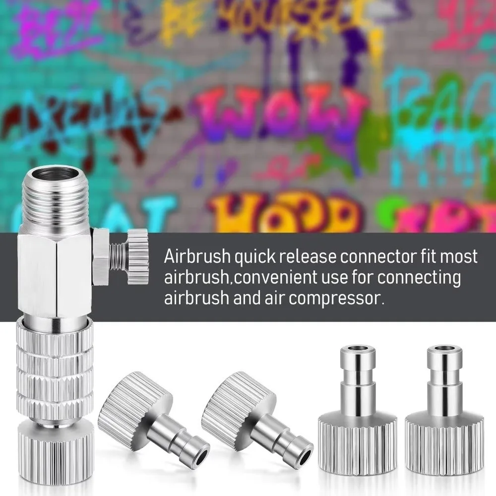 5Pcs Airless Air Gravity Model Airbrush Quick Disconnect Coupler Dual Action 1/8 INCH Fitting Air Brush Parts Adjustment Valve