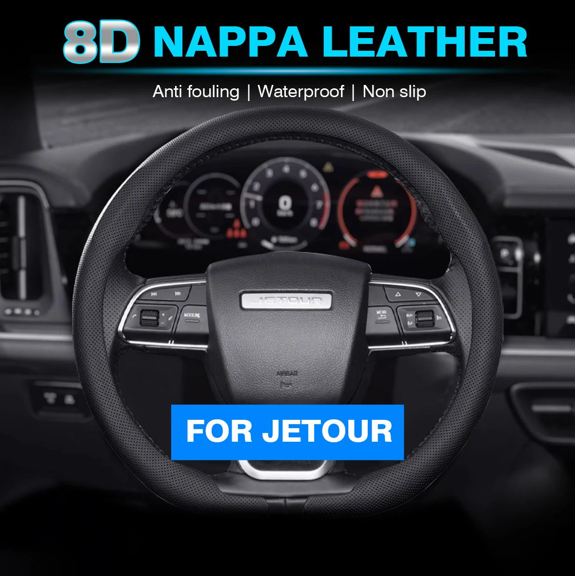 

8D Nappa leather Car Steering Wheel Cover for Chery Jietu X70 X70SM X90 X95 DASHING i-DM T2 T3 Car-styling Auto Accessories