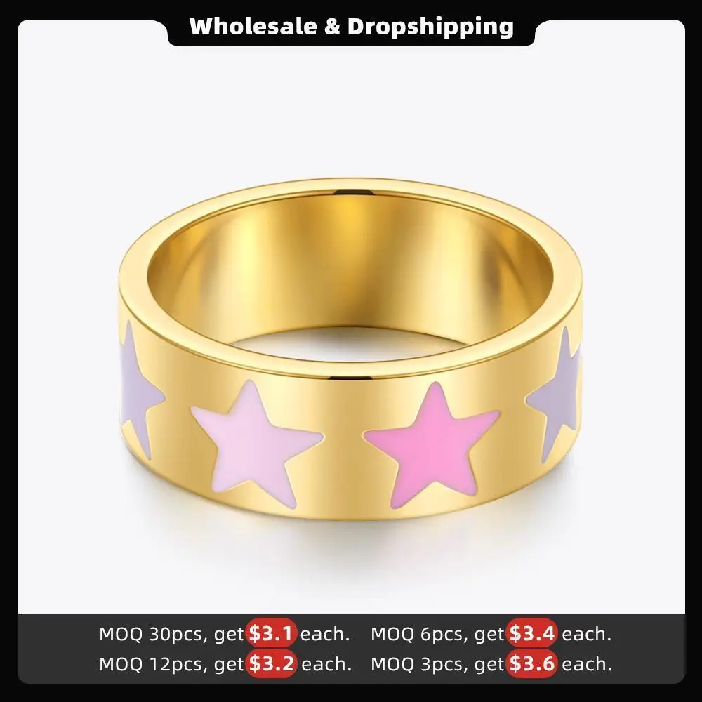 ENFASHION Colorful Smile Rings For Women Gold Plated Fashion Jewelry Flower Stainless Steel Star Halloween Anillos 2021 R214116