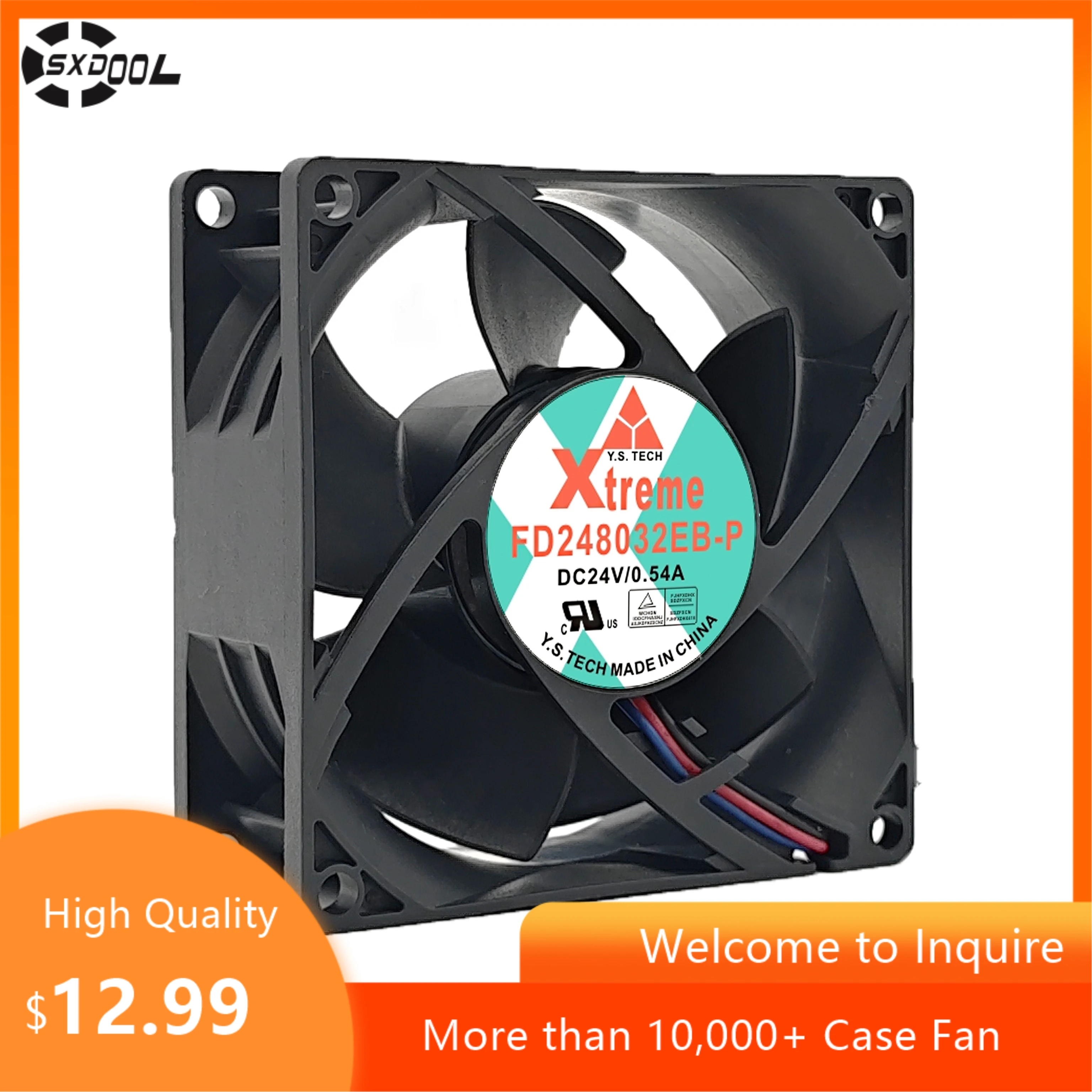 

Y.S.TECH FD248032EB-P 80mm DC24V 0.54A Cooling Fan 5000 RPM Dual Ball 69.4 CFM, Inverter Cooling Fan, 2-Wire