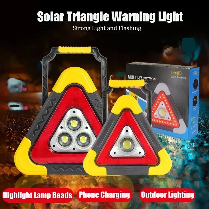 Car Triangle Warning Light Portable Reflective Battery Powered Emergency Traffic Sign Recognition Barricade Breakdown Alarm Lamp