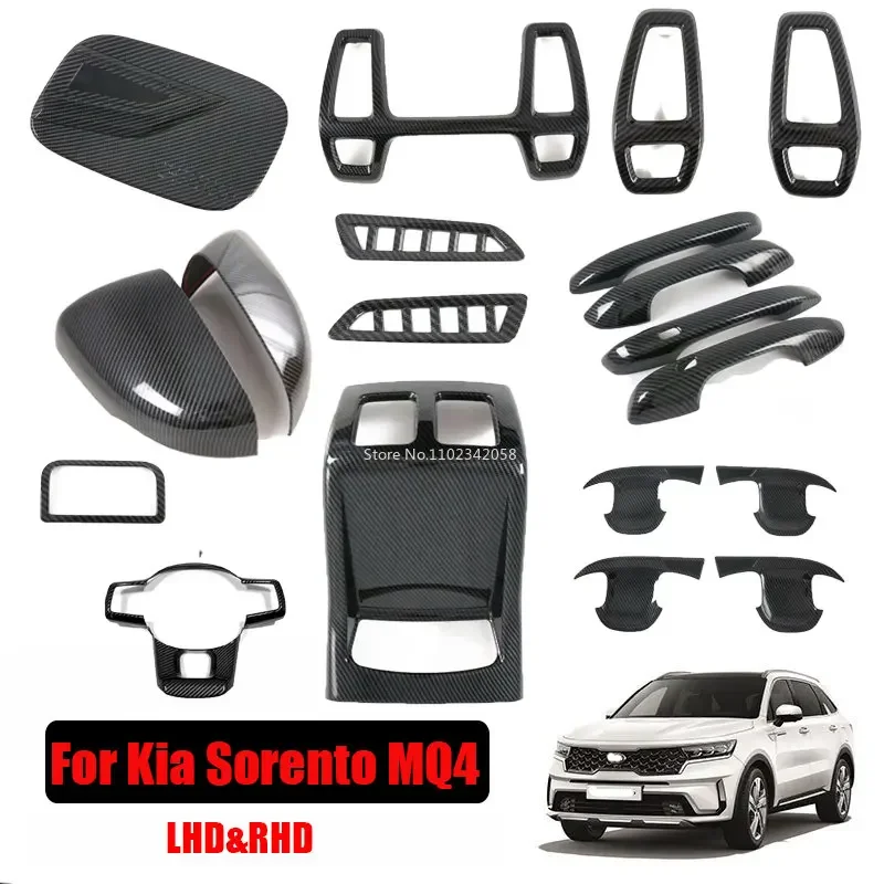 

LHD и RHD для Kia Sorento MQ4 2021 2022 2023, ABS, углеродное волокно, кондиционер, розетка переменного тока, зеркало заднего вида, дверная ручка, крышка чаши