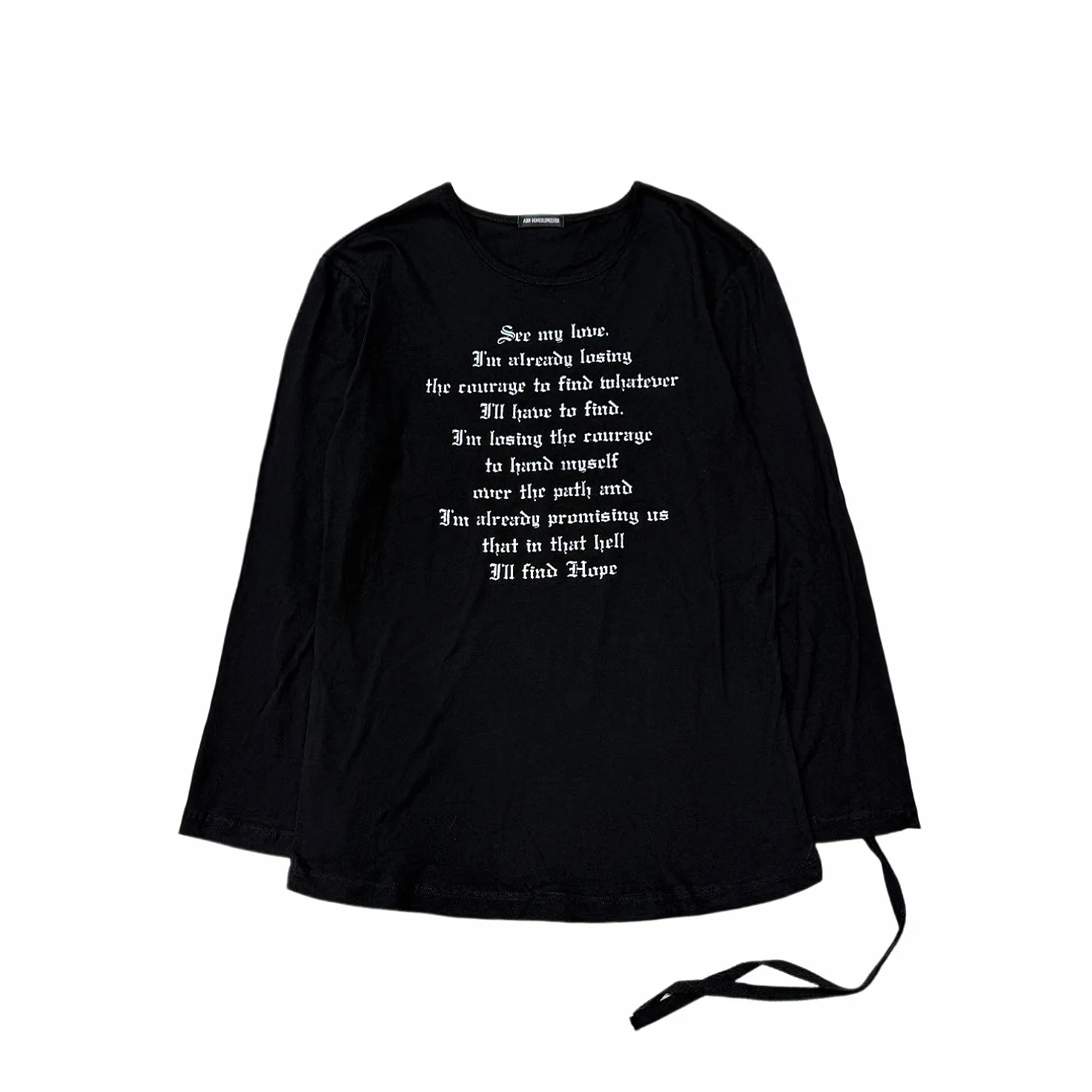 Ann Black See My Love Print Pendant Seven Sleeve Ribbon Slim Fit T-Shirt