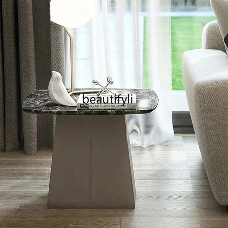 

Italian Light Luxury Side Table Modern Minimalist Living Room Stainless Steel Sofa Square Corner Table Marble Small Coffee T