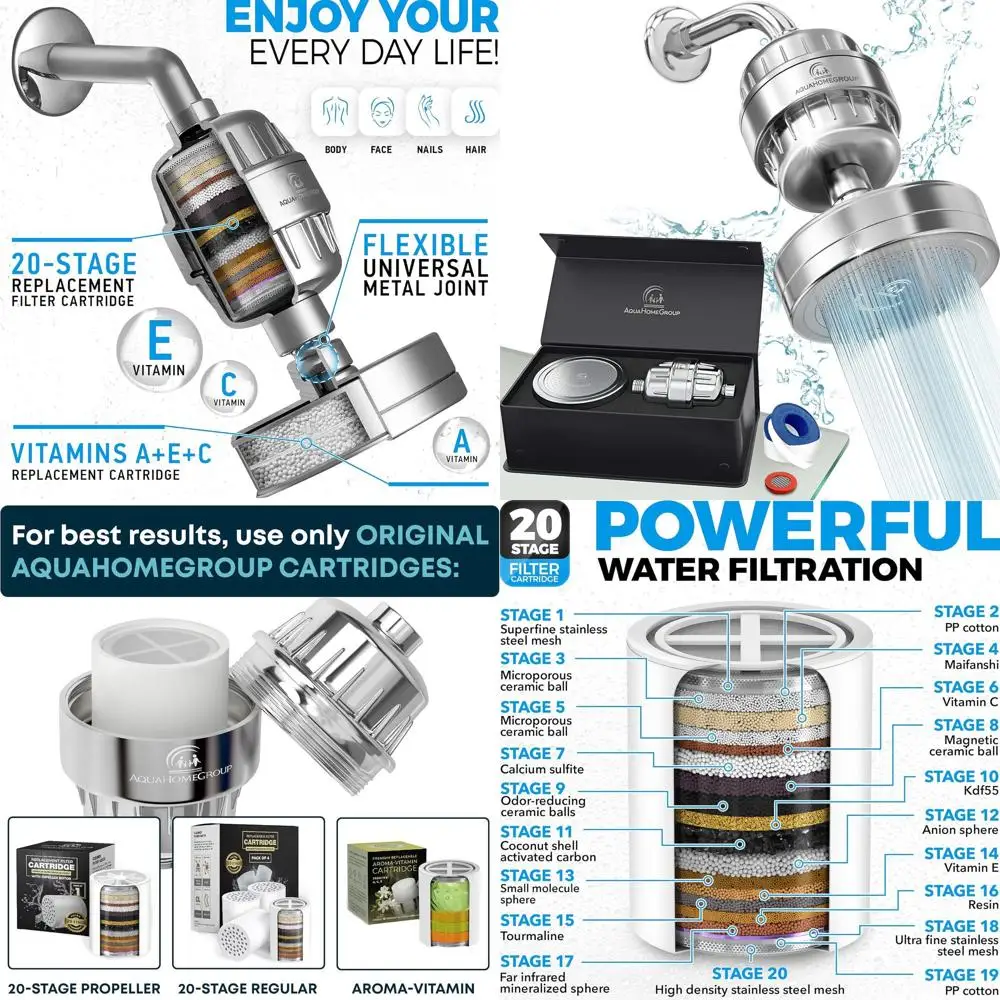 

High-Output 3-Stage Shower Filter Set with Luxury Showerhead for Hard Water, Removes Chlorine and Harmful Substances