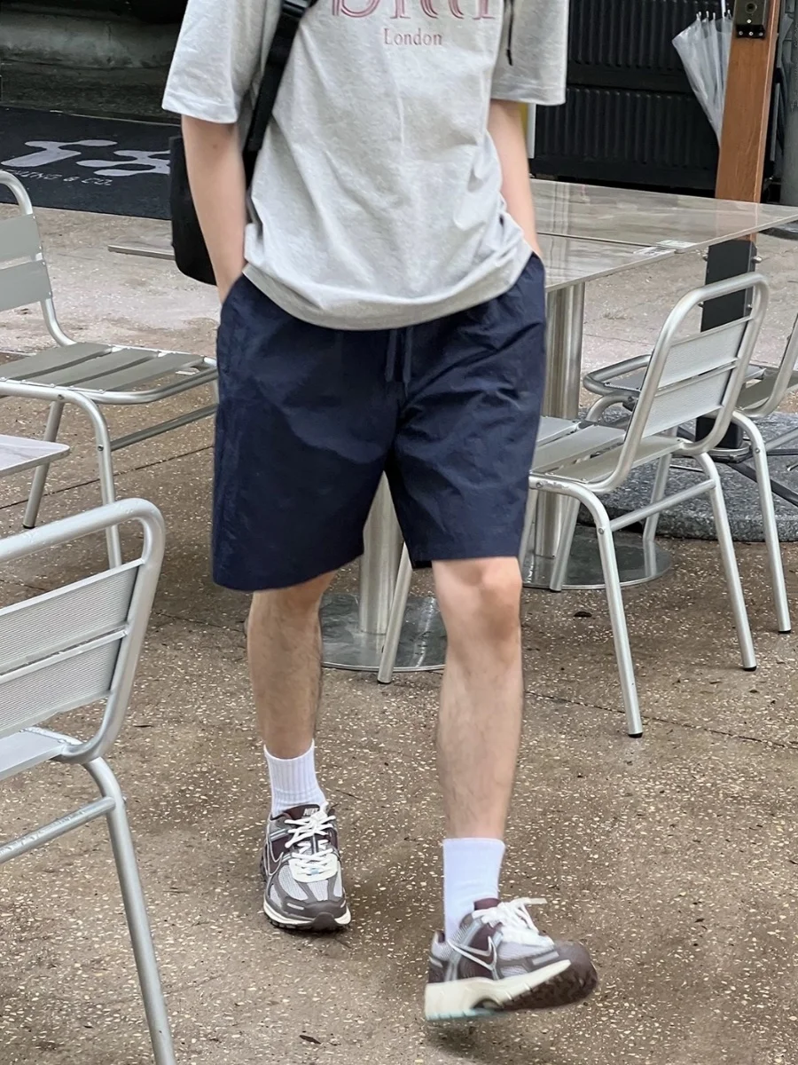 سراويل صيفية فضفاضة للرجال سريعة الجفاف بطول الركبة بطول خمسة أرباع سراويل غير رسمية برباط على الطراز الأمريكي القديم #5