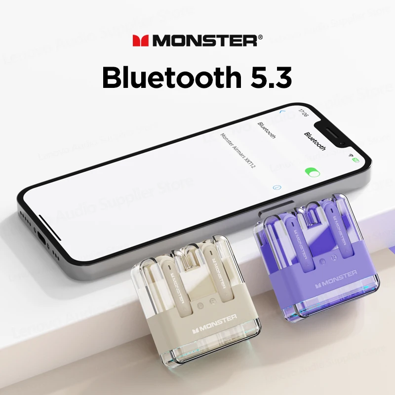 Monster XKT12 TWS Bluetooth 5.3 Headset AI Intelligent Talking Noise Canceling Earbuds HIFI Quality Gaming Music Headphones