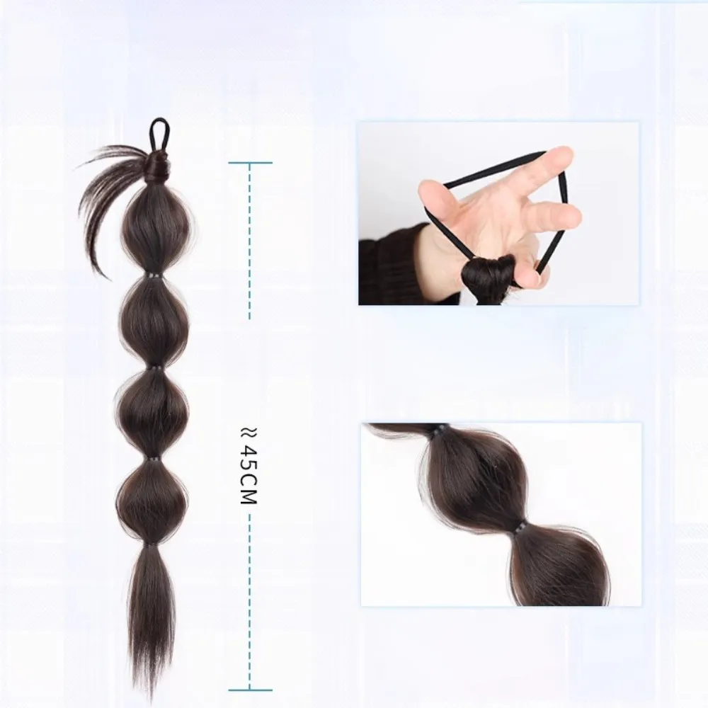 2 pezzi Y2k treccia sintetica estate soffice parrucca di piume di pollo coda di cavallo doppia coda di cavallo bocciolo di fiore bolla accessori per capelli simulati