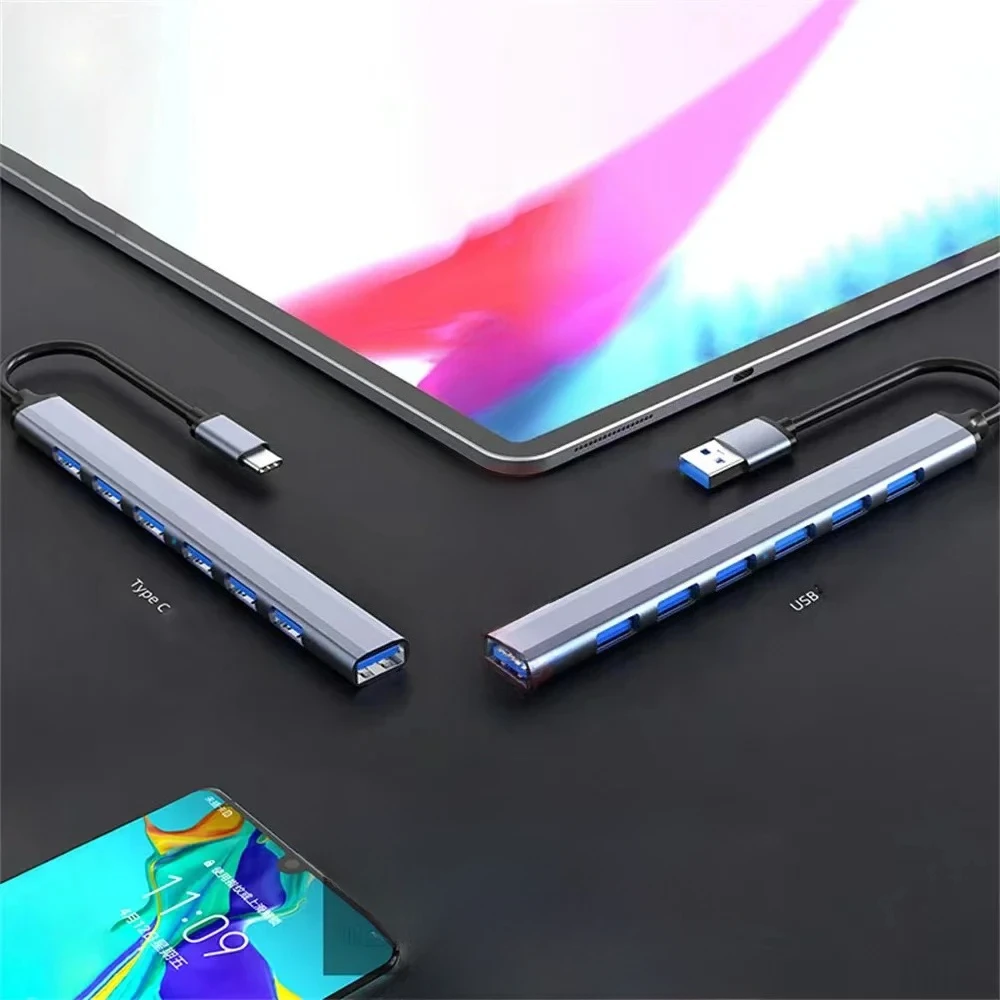 NEW 7 Port USB 3.0 2 Port USB C Hub 5Gbps Multiport OTG Adapter Splitter For PC Laptop Tablet Phone
