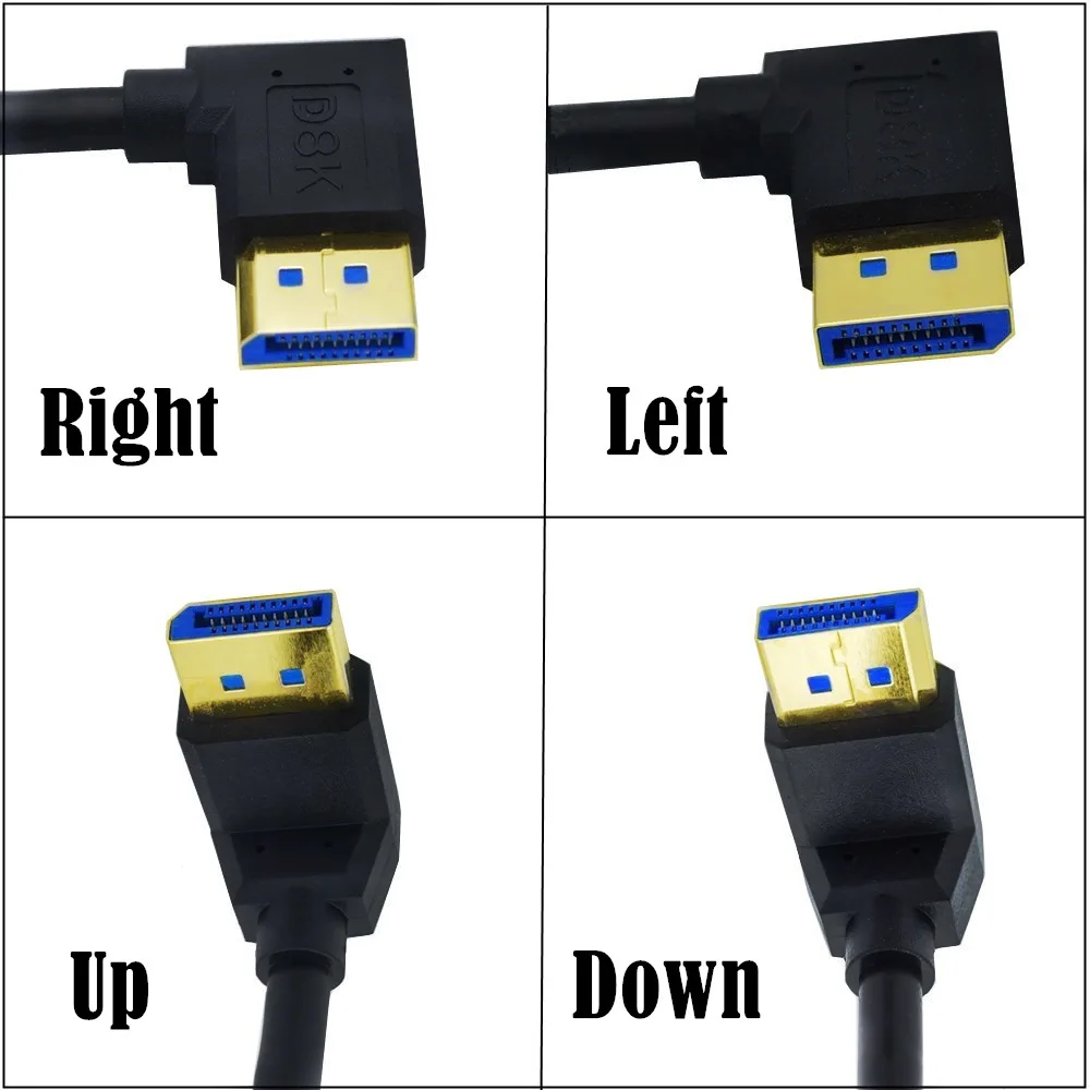 90 องศา DisplayPort 1.4V 32.4Gbps 8K 4K HDR 165Hz อะแดปเตอร์สําหรับ Video PC แล็ปท็อปทีวี HDMI Nintend SWITCH โปรเจคเตอร์ DP