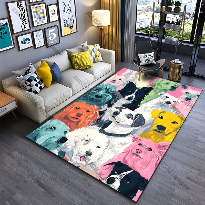 Colorful portraits of diverse dogs carpet Yoga living room room decor children's crawling mat doormat area rug games mat