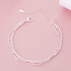 Bracelets Ă double chaĂźne en argent Sterling 925 pour femmes, magnifique bijou original Ă la mode pour fĂȘte, mariage, fiançailles, cadeau de vacances