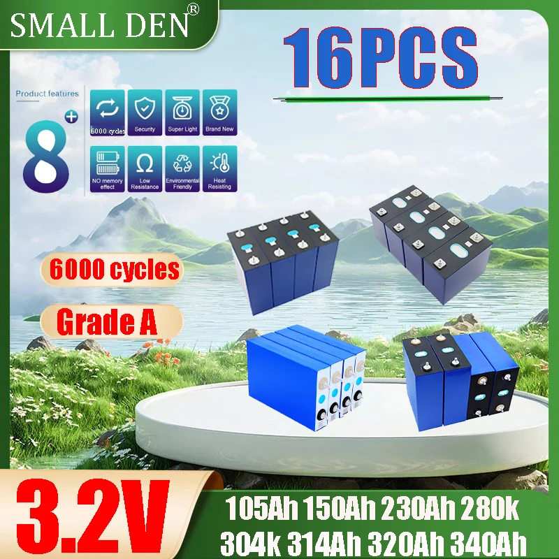 

16 шт. 3,2 В LiFePO4 аккумулятор большой емкости для DIY электромобиля гольф-кара солнечный инвертор-перезаряжаемый 150 Ач 230 Ач 2