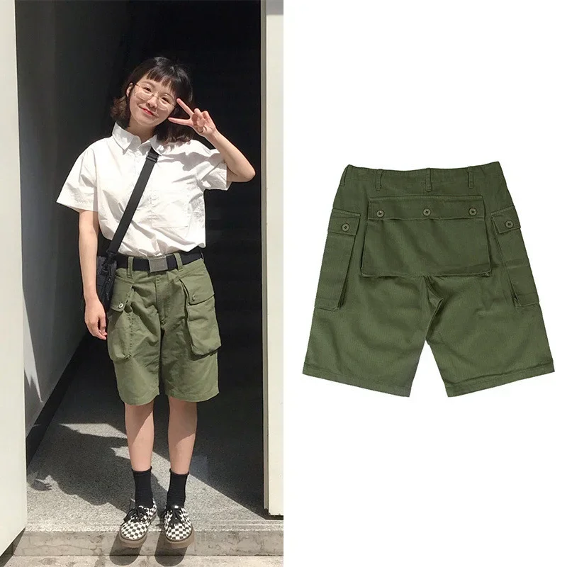 Summer Men Women Outdoors Camping Sport Travel Uniform Shorts Male Fund Work Clothes Multi Bag Army Green Khaki Military Trouser