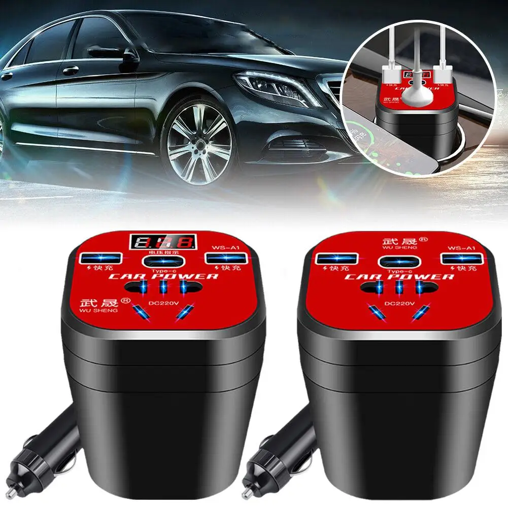 Car Mounted Cup Inverter  Universal Universal Type  12V24V To 220V  Converter Car Truck  Car Socket Charger