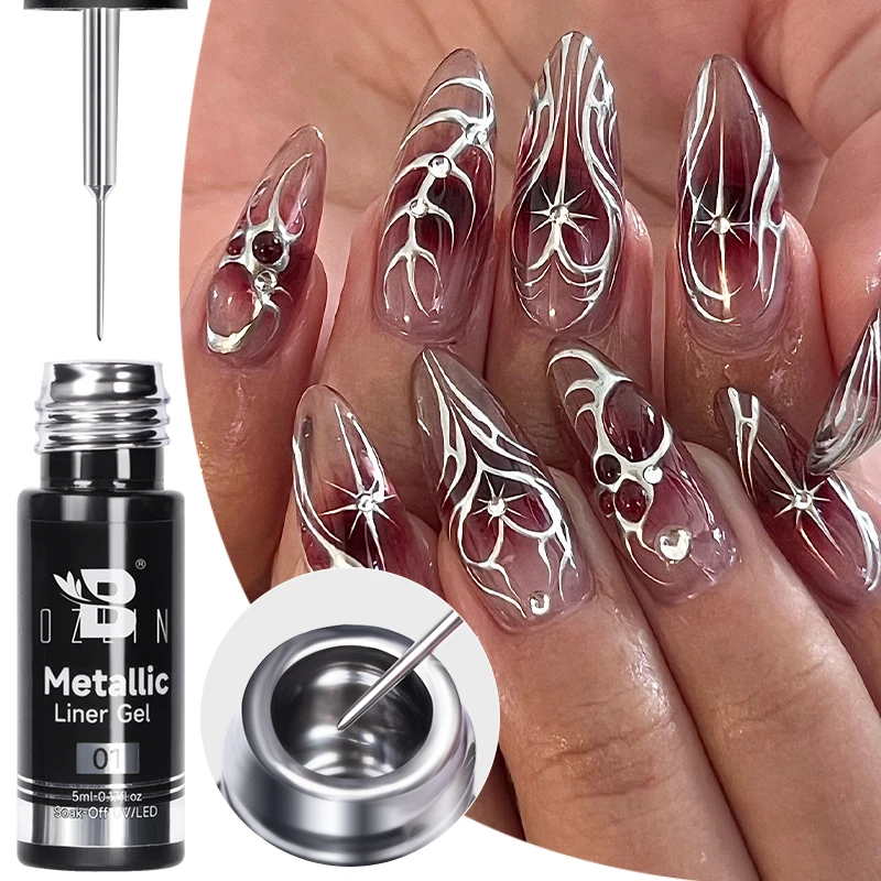 Vernis à ongles Semi-Permanent, 5ML, or, argent, doublure métallique, effet métallique miroir chromé, Super lumineux, UV LED française