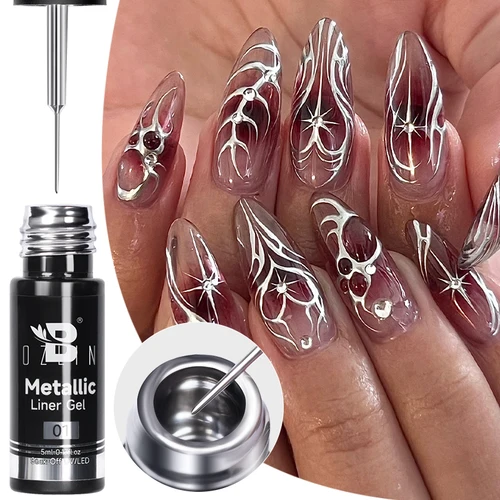 Pintura de revestimiento metálico dorado y plateado, esmalte de Gel cromado con efecto metálico de espejo, Gel de uñas semipermanente LED UV francés superbrillante, 5ML