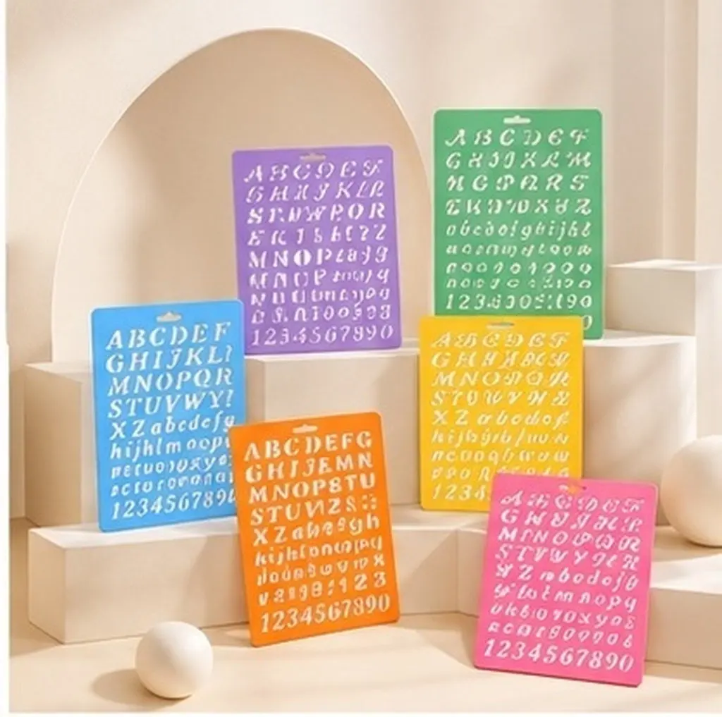 6Pcs Alphabet Stencils Reusable Plastic Templates for Painting Scrapbooking Wall Decor Educational Creative Drawing