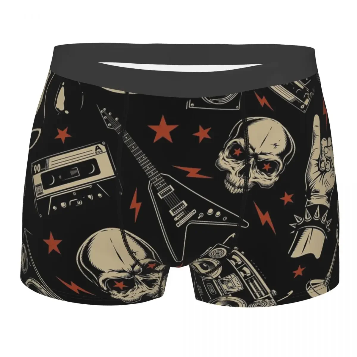 Men's Retro Heavy Metal Underwear, Rock Roll, Música, Novidade, Boxer, Shorts, Calcinhas, Mid Cintura, Cuecas, S-XXL